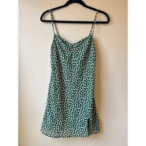 Princess Polly Green Floral Mini Dress Cowl Neck Slip Dress Size 2
